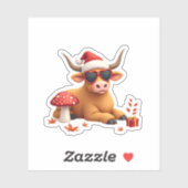 Sticker Fall Highland Cow Pumpkin Bow Christmas Girls Kids (Feuille)