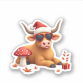 Sticker Fall Highland Cow Pumpkin Bow Christmas Girls Kids (Devant)
