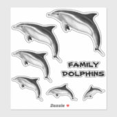 STICKER FAMILLE BOTTLENOSE DOLPHINS (Feuille)