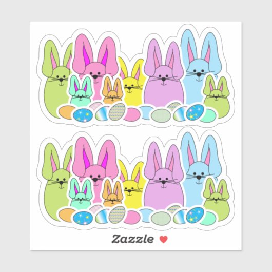 Sticker Famille Bunny de Pâques - Kiss-Cut (Feuille)