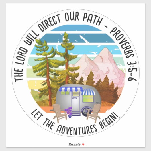 Sticker Famille chrétienne Été Camping Van Life (Feuille)