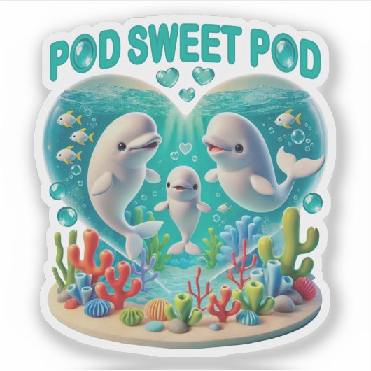 Sticker Famille de baleines "Pod Sweet Pod" (Devant)
