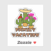 Sticker Famille de cactus mignons (Feuille)