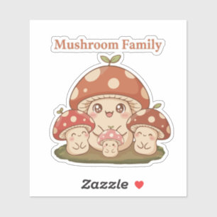 Sticker Famille de Champignons Mignons Cottagecore Migno