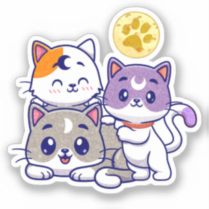Sticker Famille de chats mignons