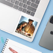 Sticker Famille de Noël (Ordinateur portable avec iPhone)