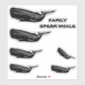 STICKER FAMILLE DE SPERM WHALE (Feuille)
