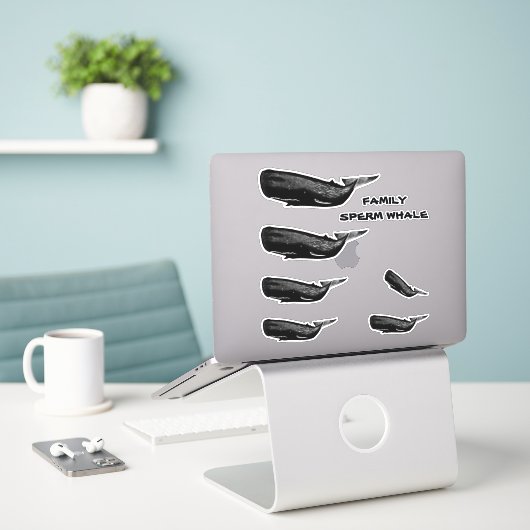 STICKER FAMILLE DE SPERM WHALE (Ordinateur portable sur le bureau)