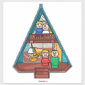 Sticker Famille Des Petits Gens Dans Leur Maison A-Frame (Feuille)