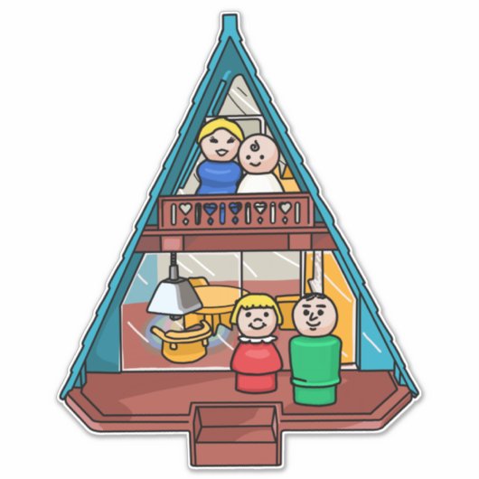 Sticker Famille Des Petits Gens Dans Leur Maison A-Frame (Devant)