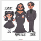 Sticker Famille ethnique éffrayante mignonne Halloween (Feuille)