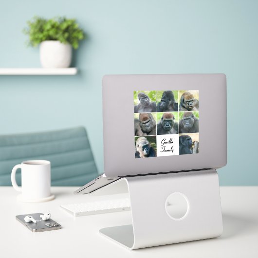Sticker Famille Gorilla (Ordinateur portable sur le bureau)
