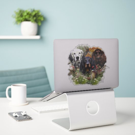 Sticker Famille Setters (Ordinateur portable sur le bureau)