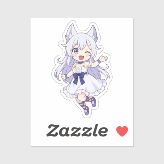 Sticker Fanart de Fenrys dans le style Chibi (Feuille)