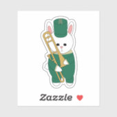 Sticker Fanfare de trombone Lapin vert et or (Feuille)