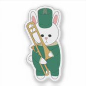Sticker Fanfare de trombone Lapin vert et or (Devant)
