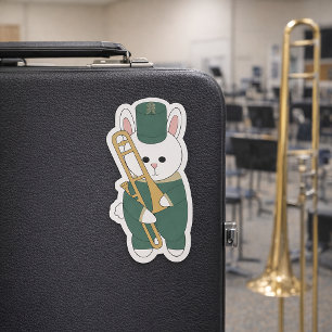 Sticker Fanfare de trombone Lapin vert et or