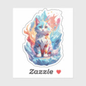 Sticker Fantaisie de cristal mignon design de chat (Feuille)