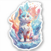 Sticker Fantaisie de cristal mignon design de chat (Devant)