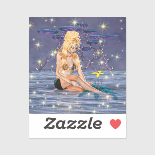 Sticker Fantaisie de Sirène Dorée (Feuille)