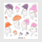 Sticker Fantastiques lutins d'Halloween avec des champigno (Feuille)