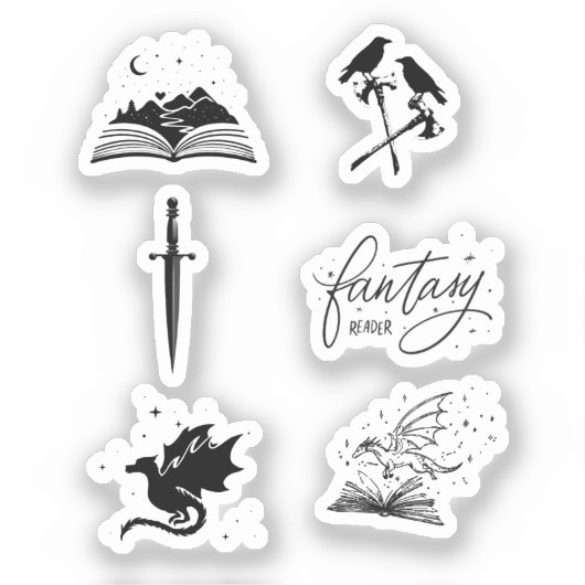 Sticker Fantasy reader collection with dagger dragon book (Recto)