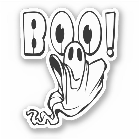 Sticker Fantôme BOO Halloween amical (Devant)