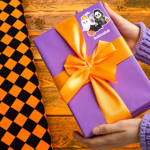 Sticker Fantôme Citrouille Grim Faucheuse mignonne Chat no