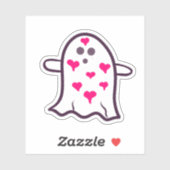 Sticker Fantôme couvert dans les coeurs (Feuille)