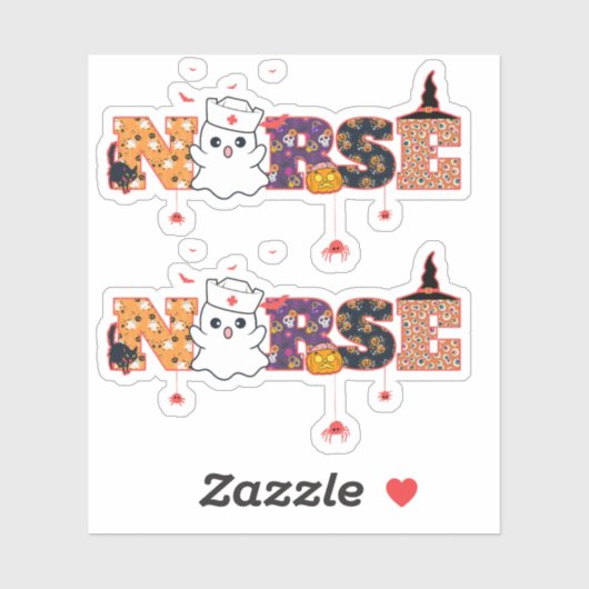 Sticker Fantôme de l'infirmière d'Halloween (Feuille)