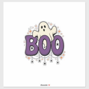 Sticker Fantôme d'Halloween Rigolo Araignée Vintage_1