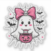 Sticker Fantôme éffrayant avec Pink Bow Sensibilisation au (Devant)