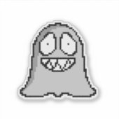 Sticker Fantôme Effrayant d'Halloween – Style Pixel Art Ré (Devant)