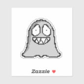 Sticker Fantôme Effrayant d'Halloween – Style Pixel Art Ré (Feuille)