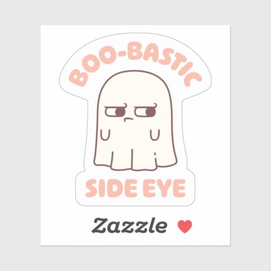 Sticker Fantôme mignon BooBastic coup d'oeil drôle (Feuille)