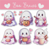 Sticker Fantômes cosy avec Mugs d'automne et Vibes de coeu (Devant)