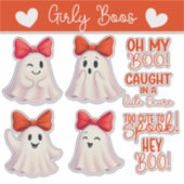 Sticker Fantômes mignons avec des lignes rouges (Devant)