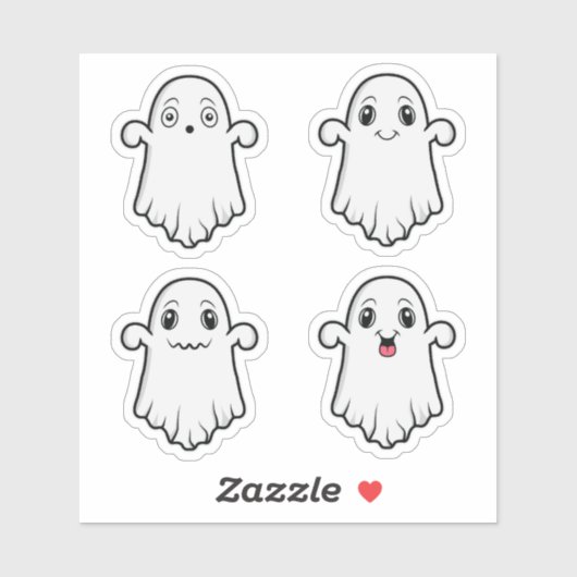 Sticker Fantômes mignons Avec Différentes Expressions Hall (Feuille)