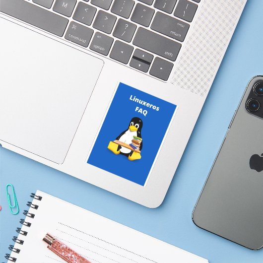 Sticker FAQ Linuxeros (Ordinateur portable avec iPhone)
