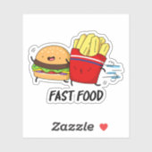 Sticker Fast Food Burger Drôle Et Fries Pun (Feuille)