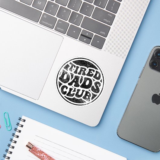Sticker Fatigué Dads Club Funny (Ordinateur portable avec iPhone)