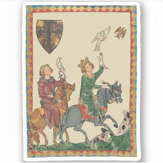 Sticker Fauconnerie, Codex Manesse du XIVe siècle (Devant)