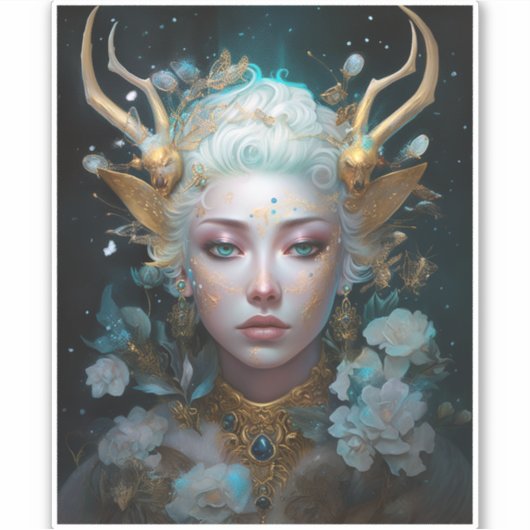 Sticker Faun Elf Femme Imaginaire Art (Devant)