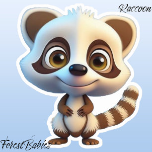 Sticker Faune Raccoon Woodland Animal Cartoon Graphisme
