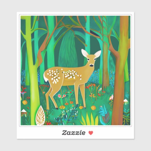 Sticker Faune tachetée dans un cadre forestier Imaginaire (Feuille)