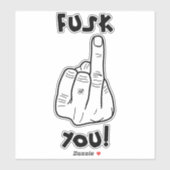 Sticker Fausse f-bombe et fausse blague du majeur (Feuille)