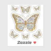 Sticker fausse parties scintillant petit papillon autocoll (Feuille)