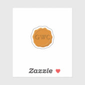 Sticker Faux Cuivre Cire Sceau Monogramme Personnalisé (Feuille)