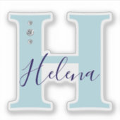 Sticker Faux Diamants Élégants Nom Personnalisé Monogrammé (Devant)
