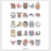 Sticker Faux Enamel Pin Animaux (Feuille)